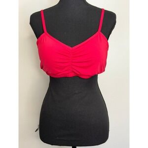 Handful Adjustable Sports Bra Pink Red Ruched Front Size L